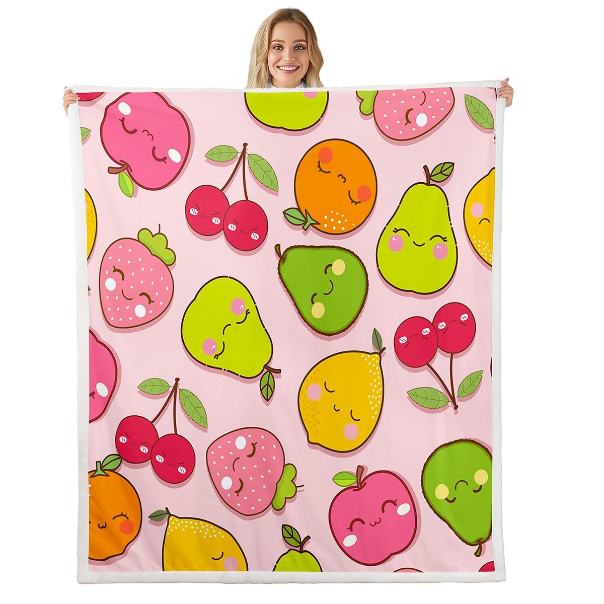 Plaid fruits mignons rose pour envelopper vos enfants de tendresse