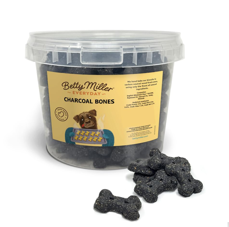 Betty Miller Dog Treats - Charcoal Bones 900g - British Baked Dog Biscuits - Charcoal Biscuits for Dogs — image 1