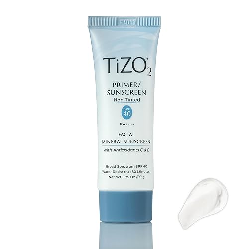 TiZO 2 protectores solares faciales minerales e imprimación, SPF 40 de amplio espectro sin tinte con antioxidantes, acabado mate transparente, sin