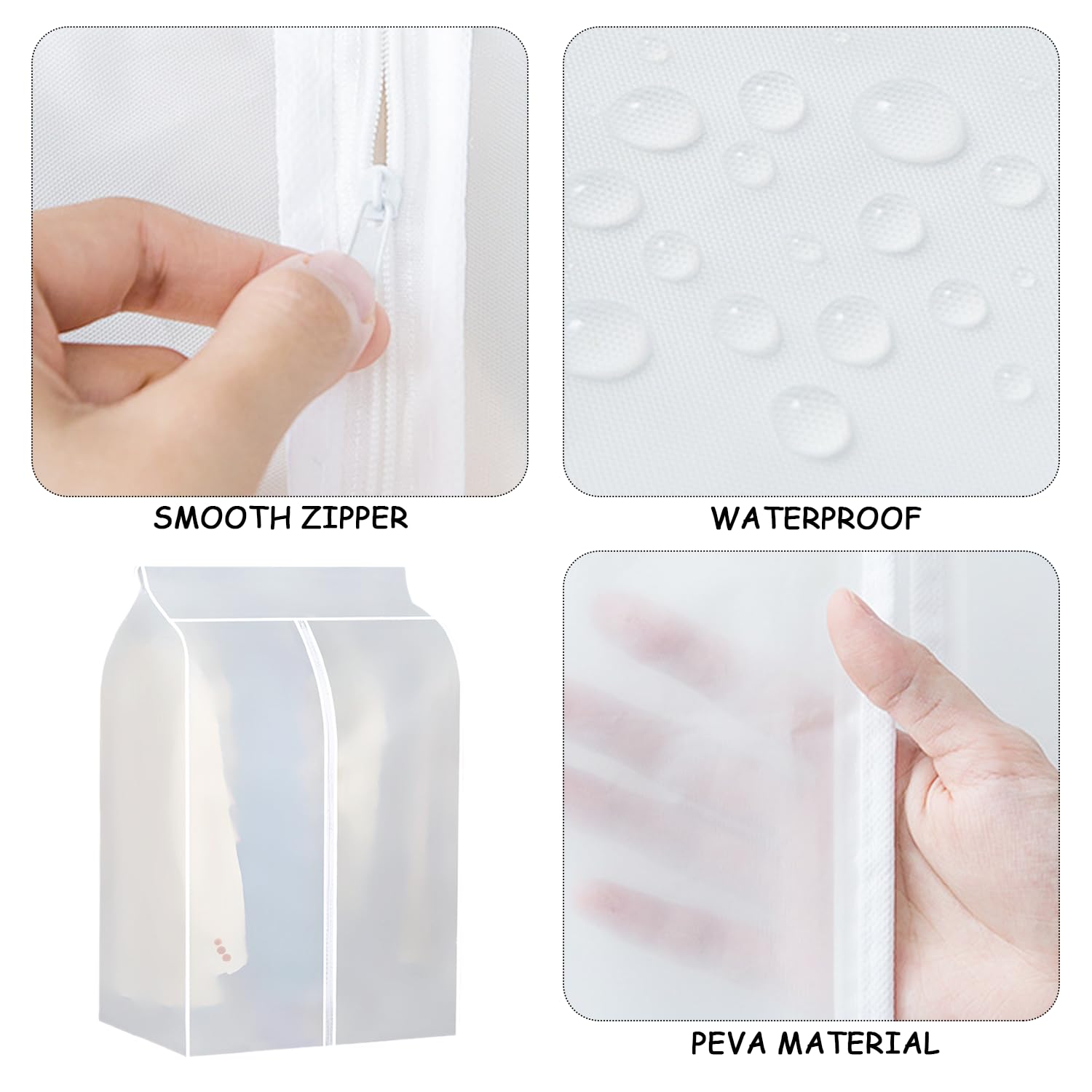 1 X Wardrobe Clothes Cover, Dustproof Clothes Cover, 4 X Transparent Clothes Dust Bags, Travel Clothes Cover, Wardrobe Clothes Cover, Wardrobe Clothes Cover - Image 3