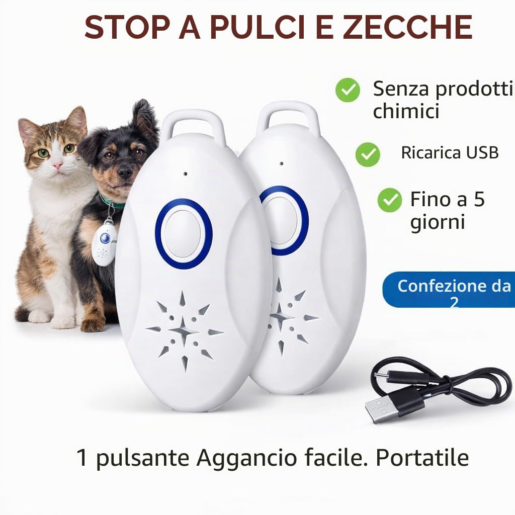 Repellente anti-zecche ad ultrasuoni portatile per esterni - Repellente elettronico anti nocivo per il controllo dei parassiti - Portachiavi con ciondolo repellente per pulci, zanzare, zecche (2