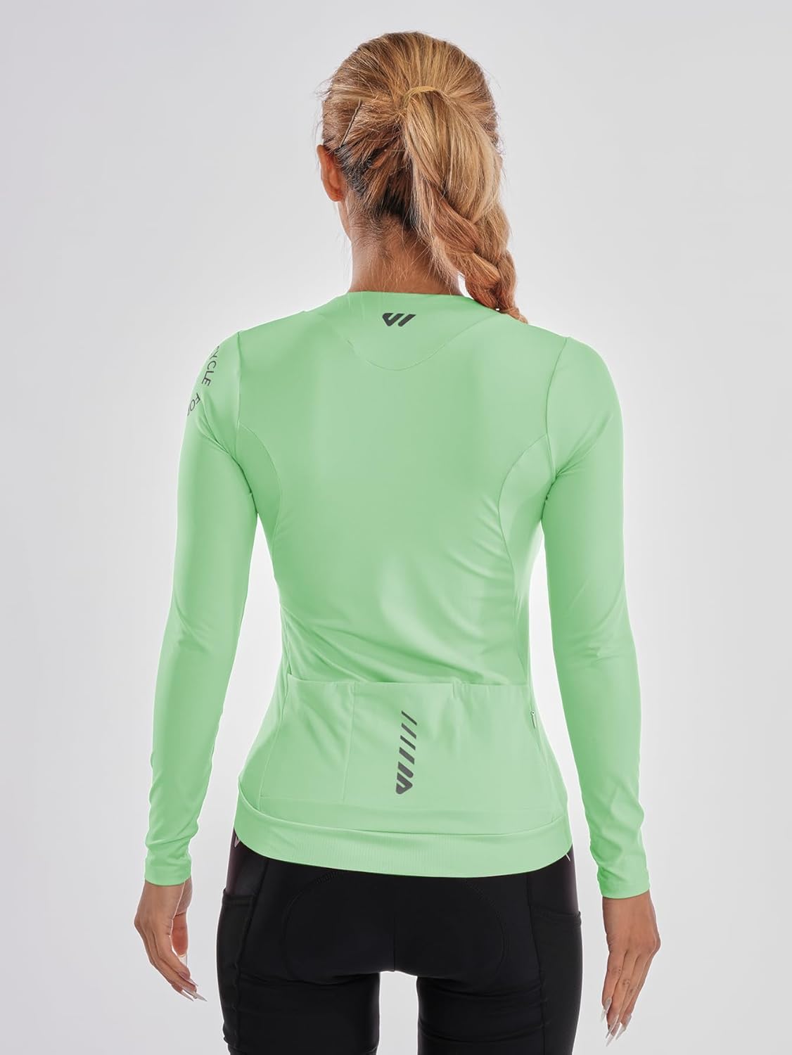 Wulibike Cycling Jersey Women Long Sleeve,Warm Bike Shirts for Women Biking Tops Elastic Cycle Jerseys with 4 Pockets - Image 2