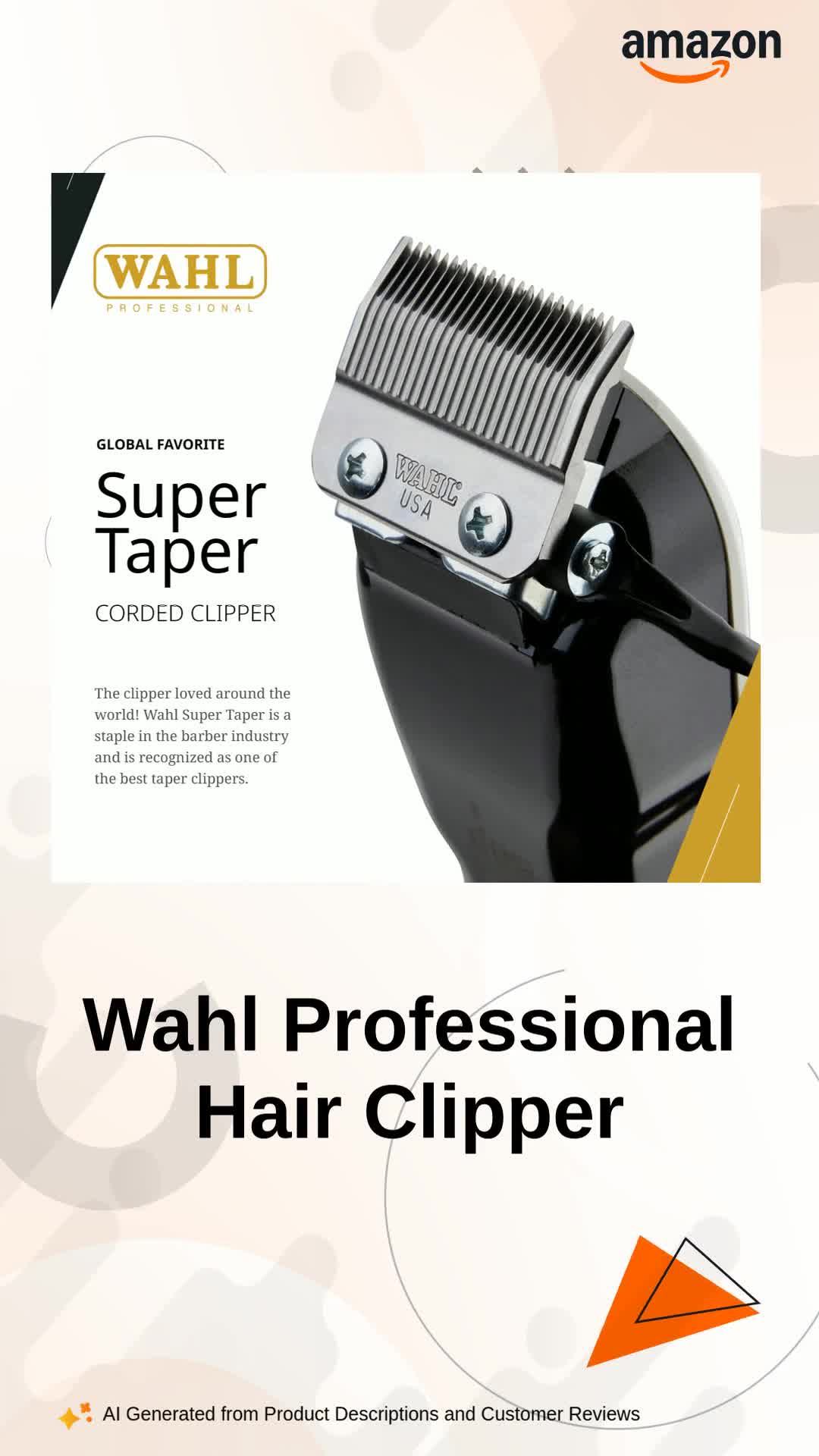 Wahl Professional Male Super Taper Electric Hair Clipper, Corded