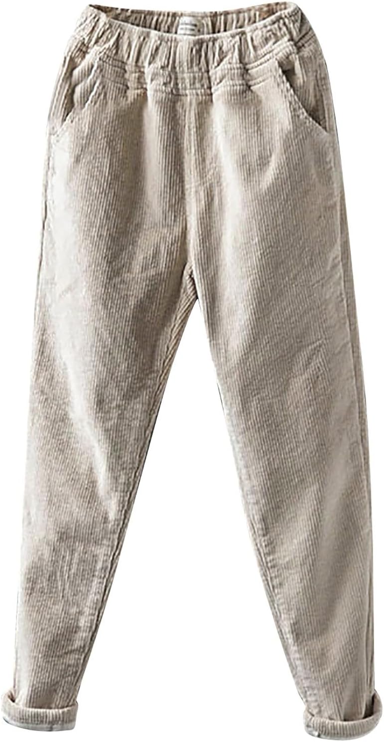 Generisch Pantalon En Velours Côtelé Pour Femme - Taille