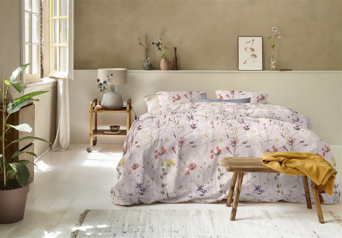 Beddinghouse Flowerlove 2-częściowy komplet pościeli, 135 x 200 cm, piaskowy, bawełna, z zamkiem błyskawicznym