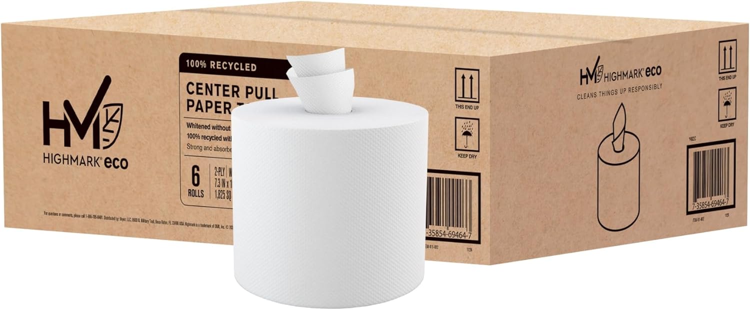Highmark® ECO Centerpull 2-Ply Paper Towels, 600' Per Roll, 100% Recycled, Pack Of 6 Rolls