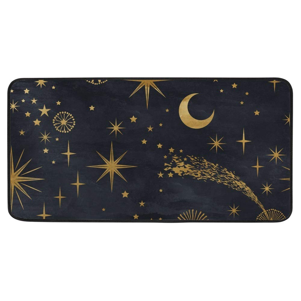 Tapis de cuisine antidérapant doré et noir 99x51cm