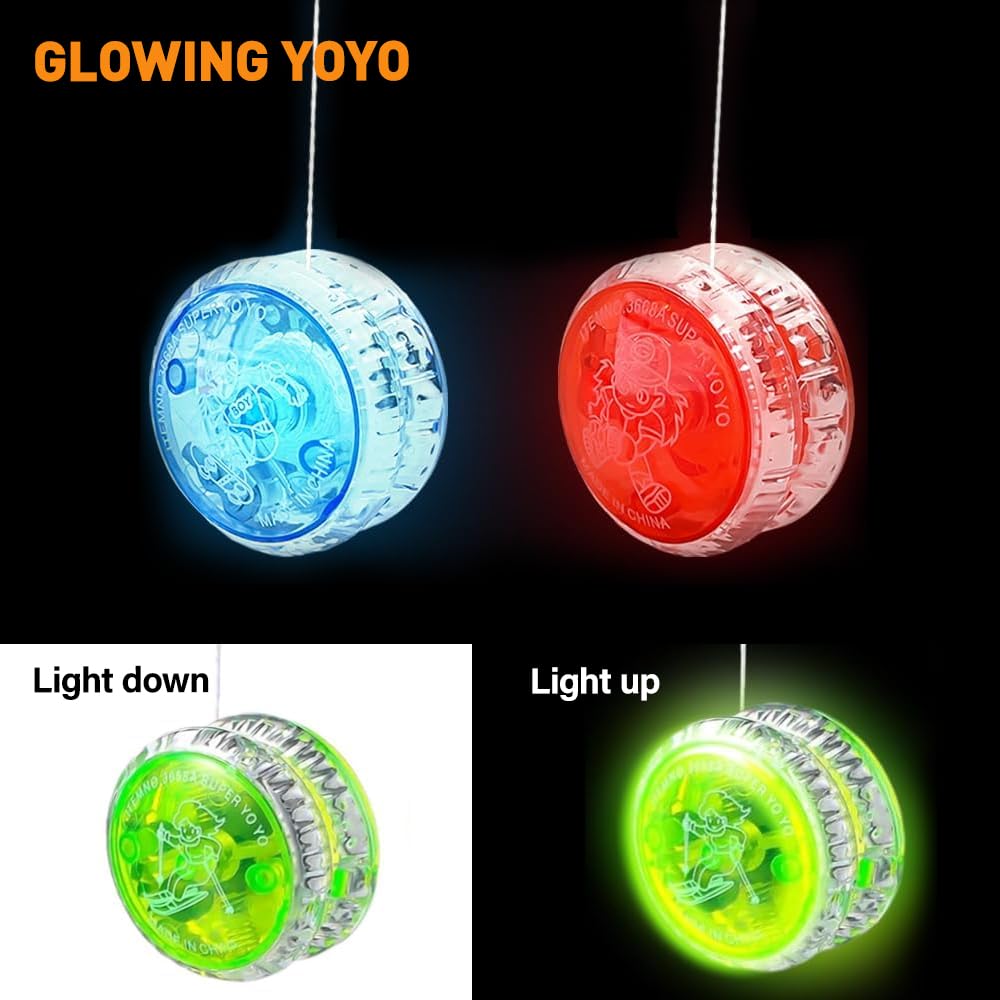 15 pezzi luce LED YoYo, Professiona Looping Yoyo per principianti, plastica Yoyo, cuscinetti a sfera reattivi, JoJo bambini, JoJo giocattoli per principianti e bambini, Yoyo per bomboniere
