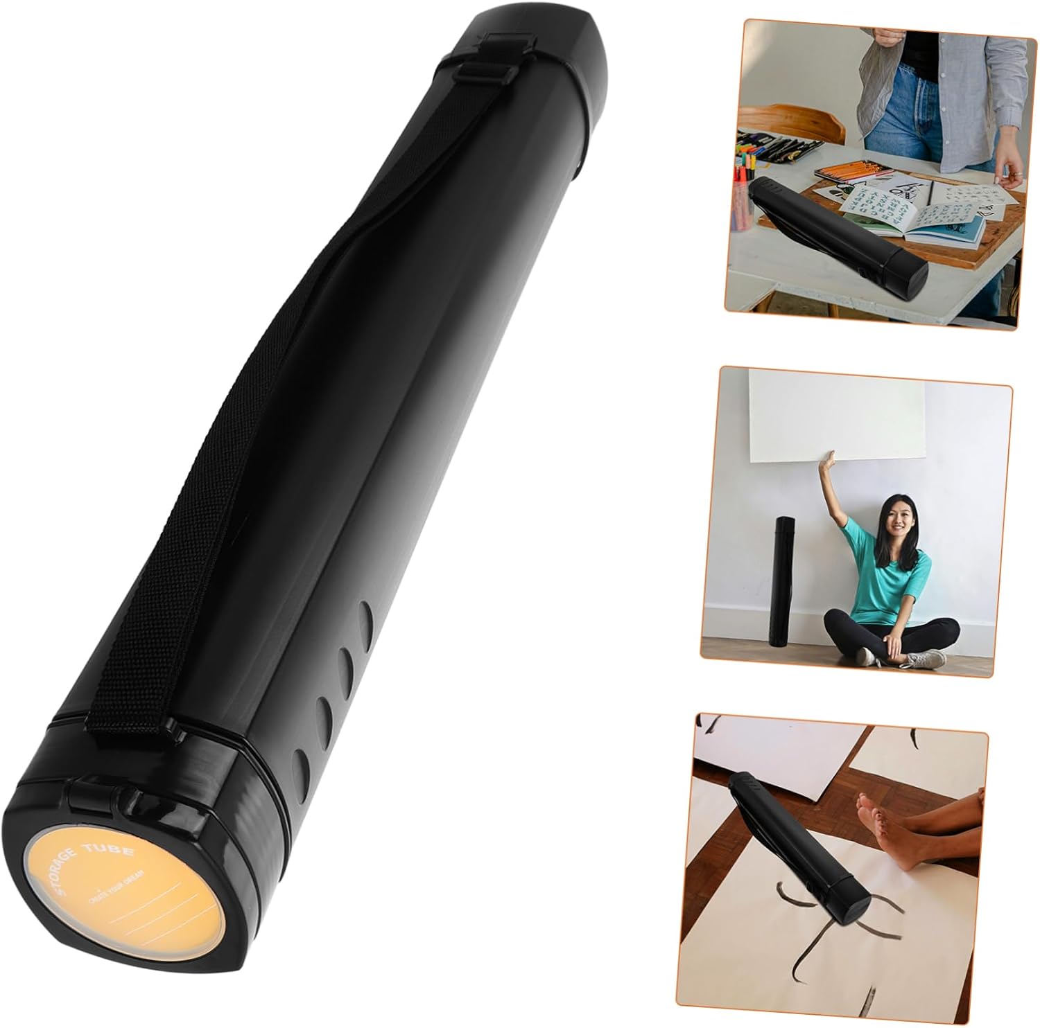 YARNOW Paint Tube Nonslip Extendable Handle Plastic Telescopic Artwork Blueprint Storage Poster Tube