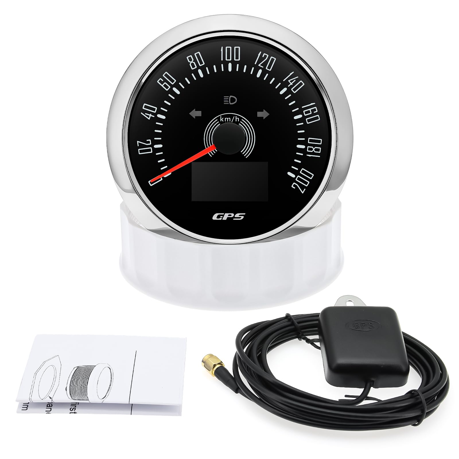Compteur de vitesse GPS 85 mm 0-200 km/h étanche avec COG voyage kilomètre total pour voiture, camion, moto, 7 couleurs, rétroéclairage 9-32 V