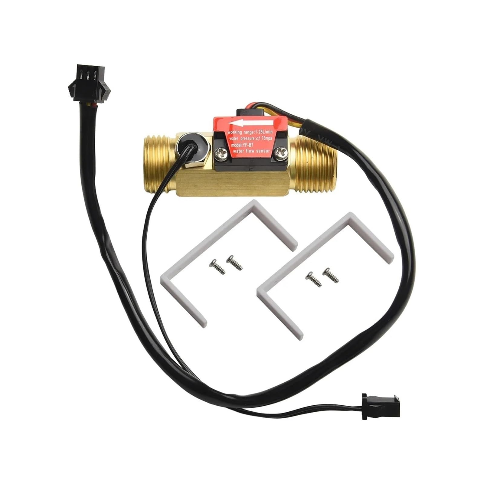 Sensor de control de caudal de agua, sensor de flujo de agua con rosca macho de 1-25 l/min con pantalla LCD digital que registra con precisión el consumo.