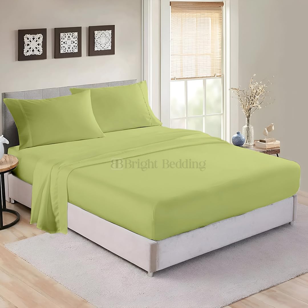 KP Linen 4 Piece Waterbed Sheets 100% Egyptian Cotton 600 Thread Count, Attached Fitted Sheet with 15 Inches Deep Pocket, Queen Size Waterbed Sheets Set, Light Blue Solid