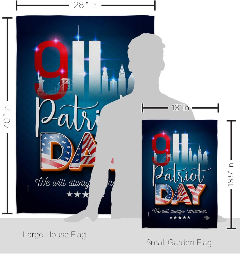 911 Remember Honor Garden House Flag - Set Armed Forces Service All Branches Support United State American Military Veteran - Decoration Banner Small Yard Gift Double-Sided Made In USA 28 X 40