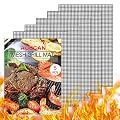 AOOCAN Grill mesh mat - Set of 5 Non Stick BBQ Grill mats, Heavy Duty, Reusable Grilling mats, Easy to Clean - Works on Gas, Charcoal, Pellet Grill - 15.75 x 13 in, Black