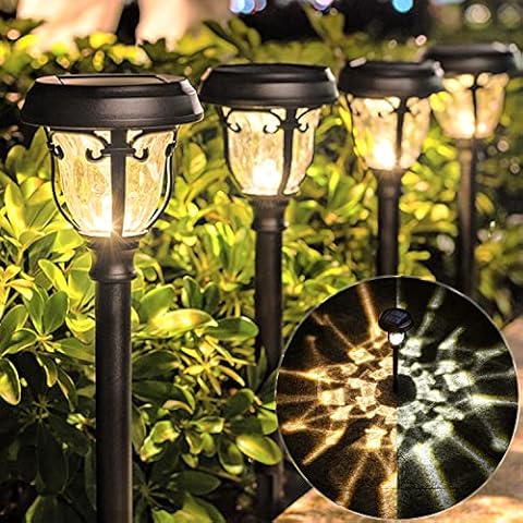 LeiDrail Solar Lights Outdoor Pathway, 6 Pack LED Glass Metal Solar Garden Lights with 2 Modes, Garden Decor for Yard Patio Landscape Walkway Cover