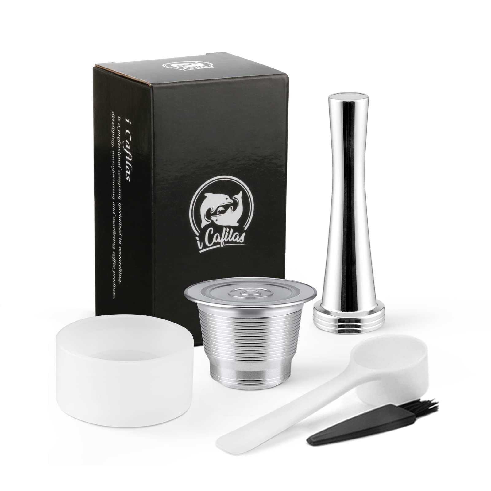 Nespresso Kapsułki ze stali nierdzewnej wielokrotnego użytku z szczotką i łyżką