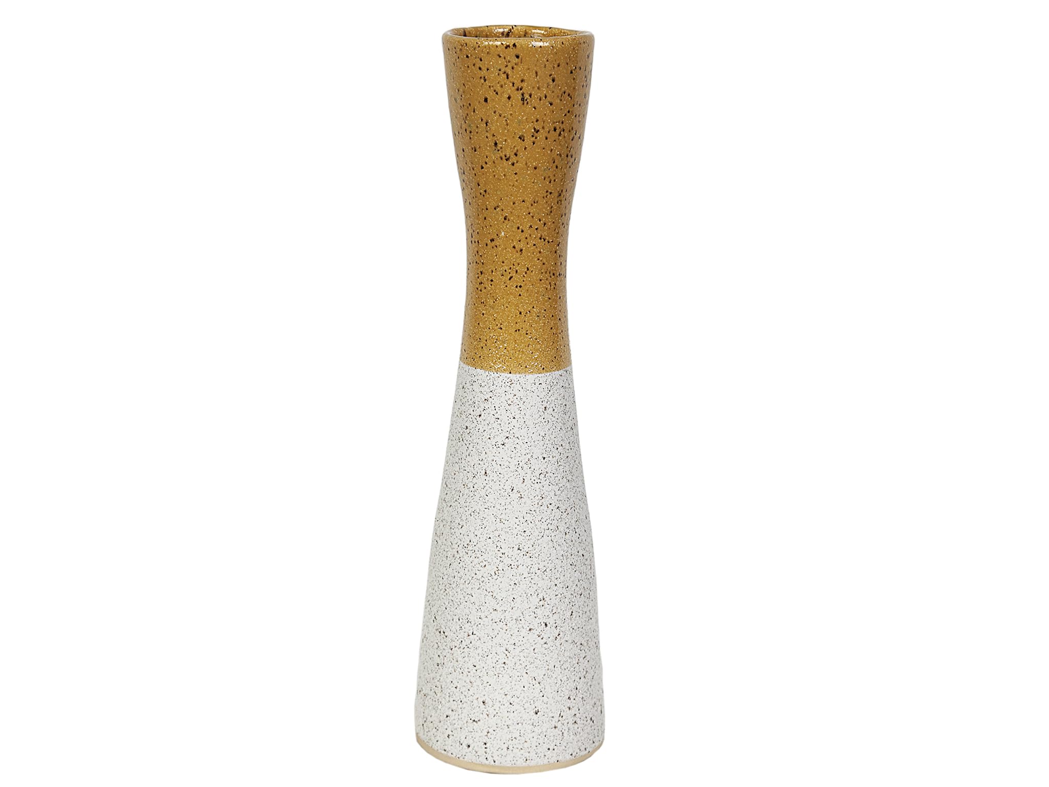Vase en céramique jaune et blanc pour égayer un intérieur sombre
