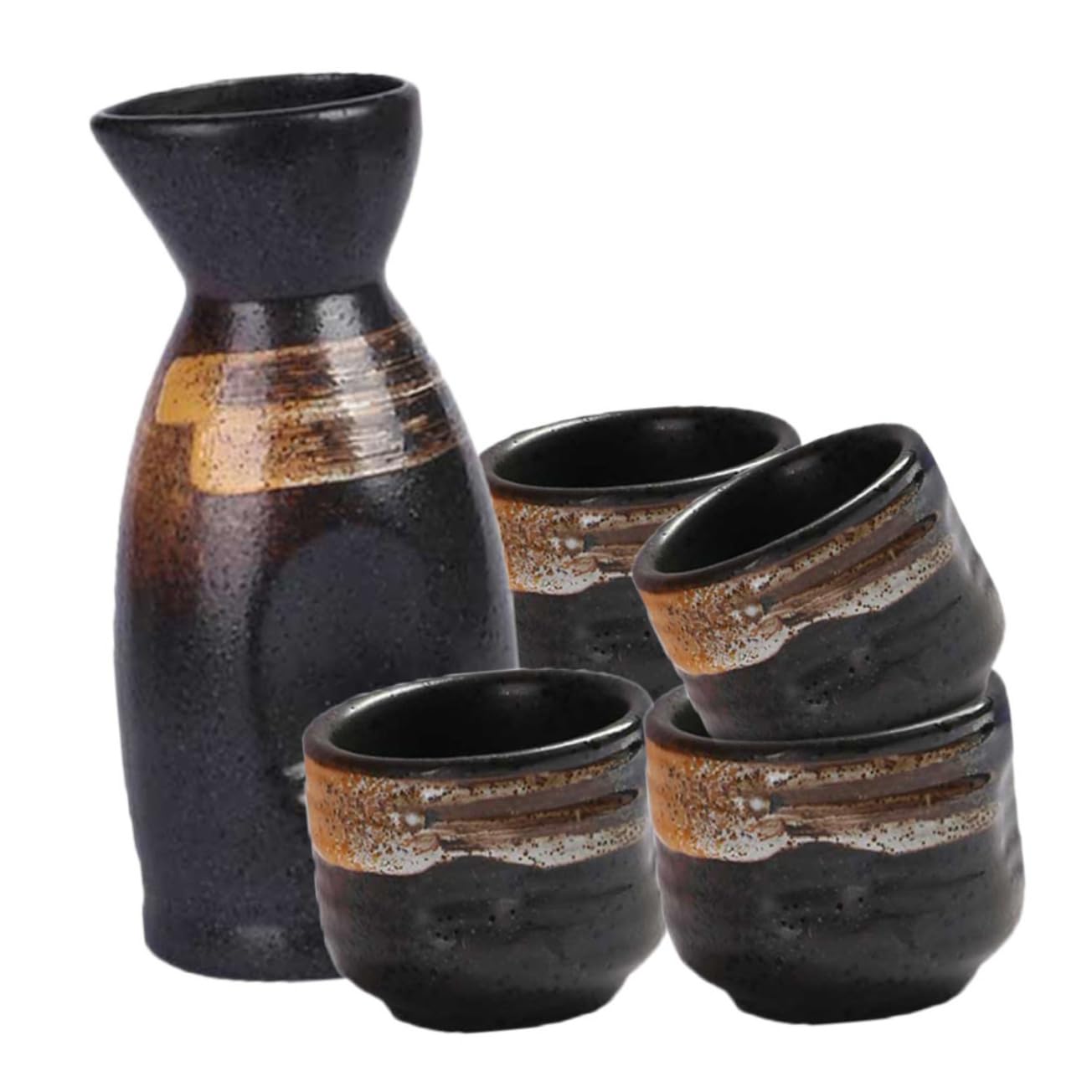 HEMOTON 1 Ensemble Pichet À Saké Décor en Verre Verres À Vin Vintage Ensemble De Tasses À Saké Carafe De Service en Céramique pour Saké De Saké en Céramique