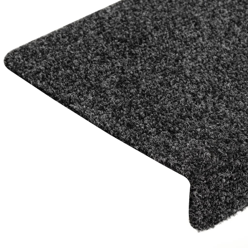 Stufenmatten Selbstklebend 15 Stück 65x21x4 cm Grau Rechteckiger Rand Treppenstufen Matten, Teppich Innen für Treppen, rutschfest Stufenmatten Treppenteppich