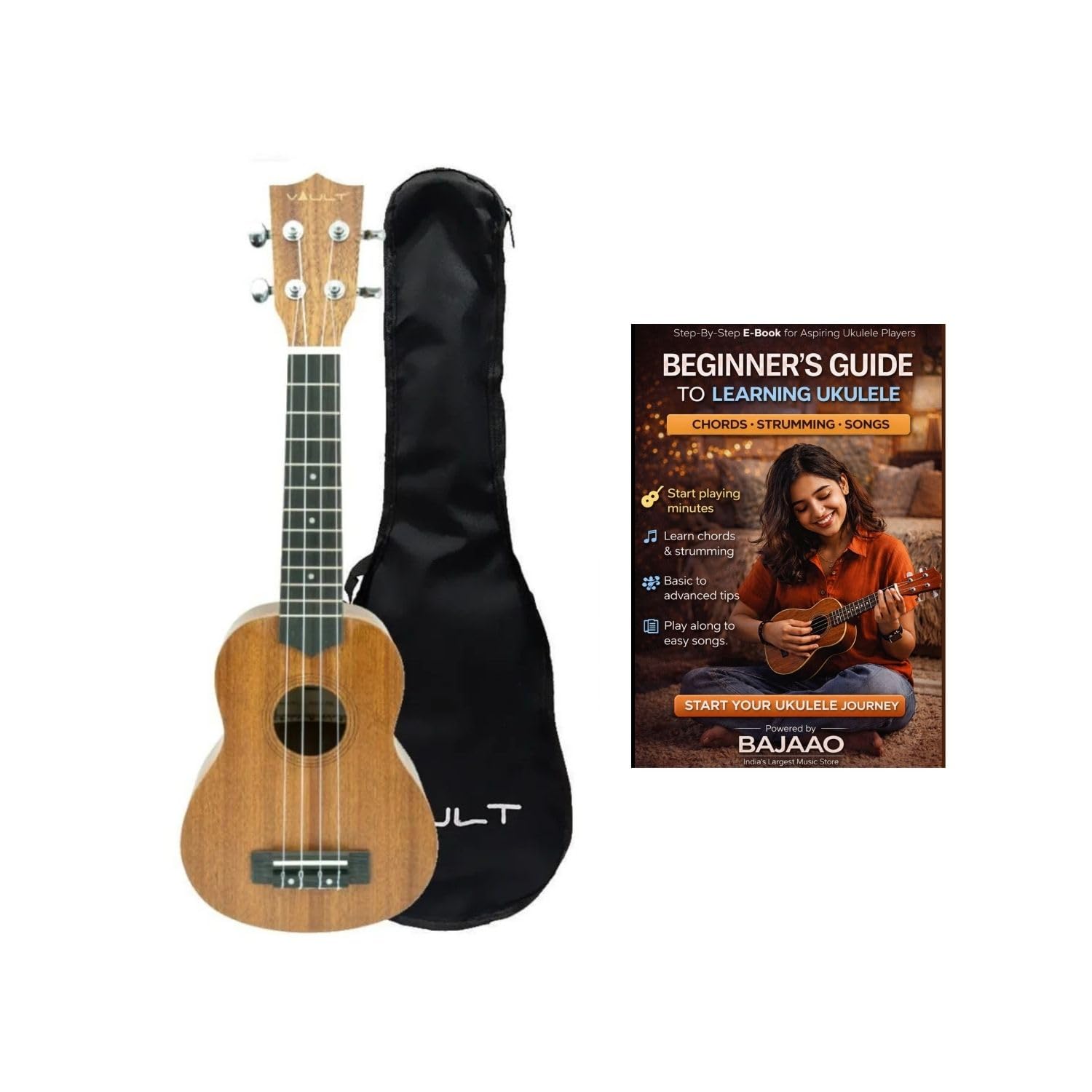 UK-100S 21 inch Arched Back Soprano Ukulele with Gig-Bag - Natural