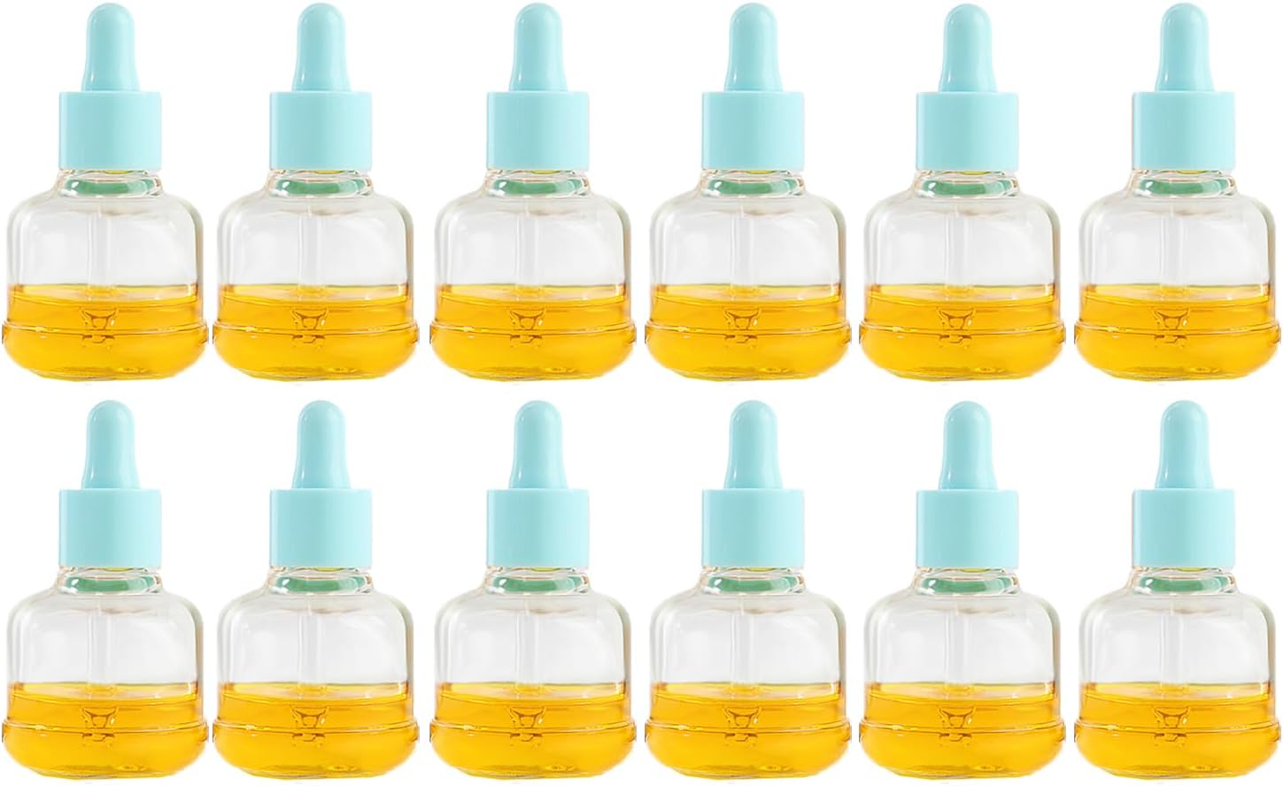 50ML Glass Gourd-shaped Bottles with Plastic cap with Glass pipette with threaded 20/415 for Essential Oils, Leak Proof Travel Bottles, Set of 12 (Green)