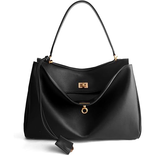 Genuine Leather Tote Bag for Women: Soft Cowhide Shoulder Handbags for Ladies - Satchel Purse for Travel Work(Large)