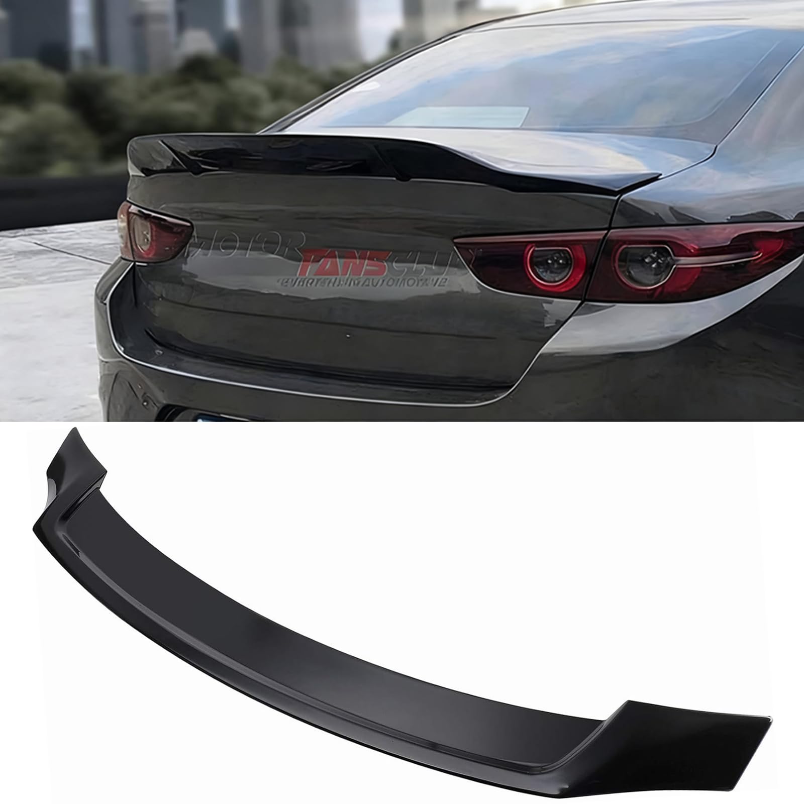 MotorFansClub Rear Spoiler Fit for Mazda 3 Sedan Axela 2014 2015 2016 2017 2018 Trunk Spoiler Wing Trunk Lip (Glossy Black)