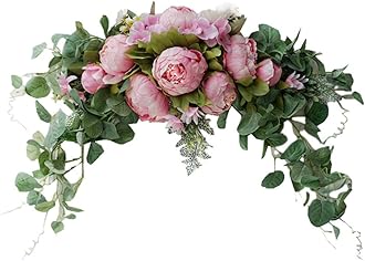 Wedding Arch Flowers, 30 Inch Rustic Artificial Floral Swag for Door Lintel, Green Leaves Rose Peony Sunflowers Table Centerpieces Home Decoration