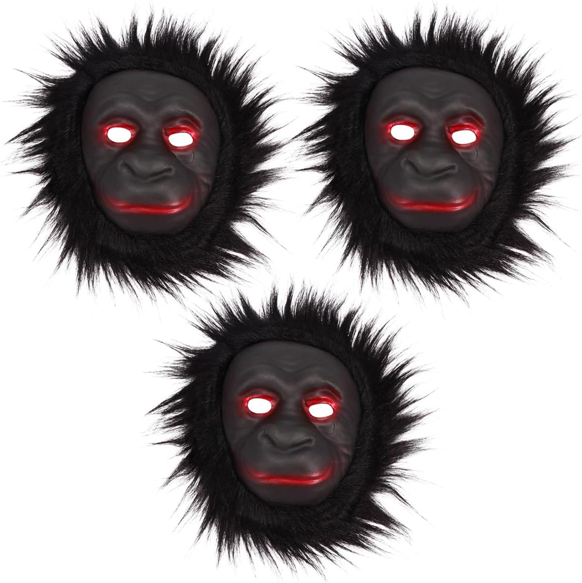 Abaodam 3PCS Gorilla Mask Hairy Gorilla Head Animal Mask Chimpanzee Monkey Costume for Cosplay Party Halloween Carnival