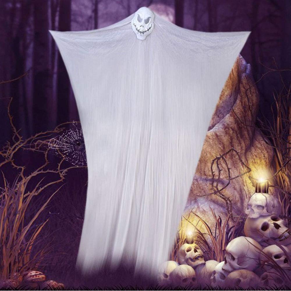 Adornos de Fantasmas Colgantes de Halloween espeluznantes: Colgante de Esqueleto Negro inquietantemente Hermoso para Decoraciones de HalloweenBlanco