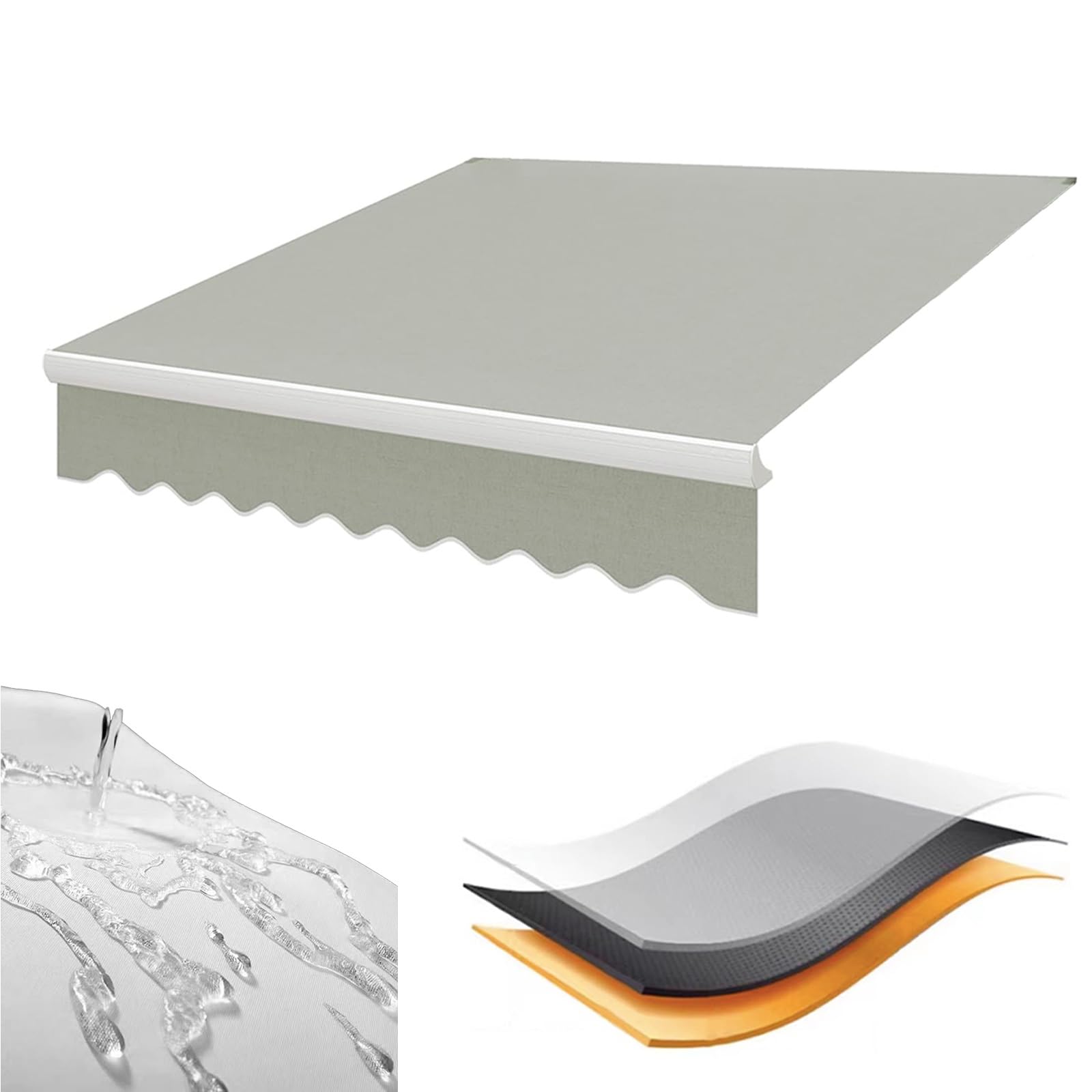 Toldo for Exteriores (sin Marco), Toldo Enrollable, Toldo Superior De Repuesto, Poliéster De 280 G, Tela Impermeable, Techo De Repuesto for Toldo De Terraza, Negro/Gris/Azul/Marrón, 2/3/4/5m(Gray,(13x