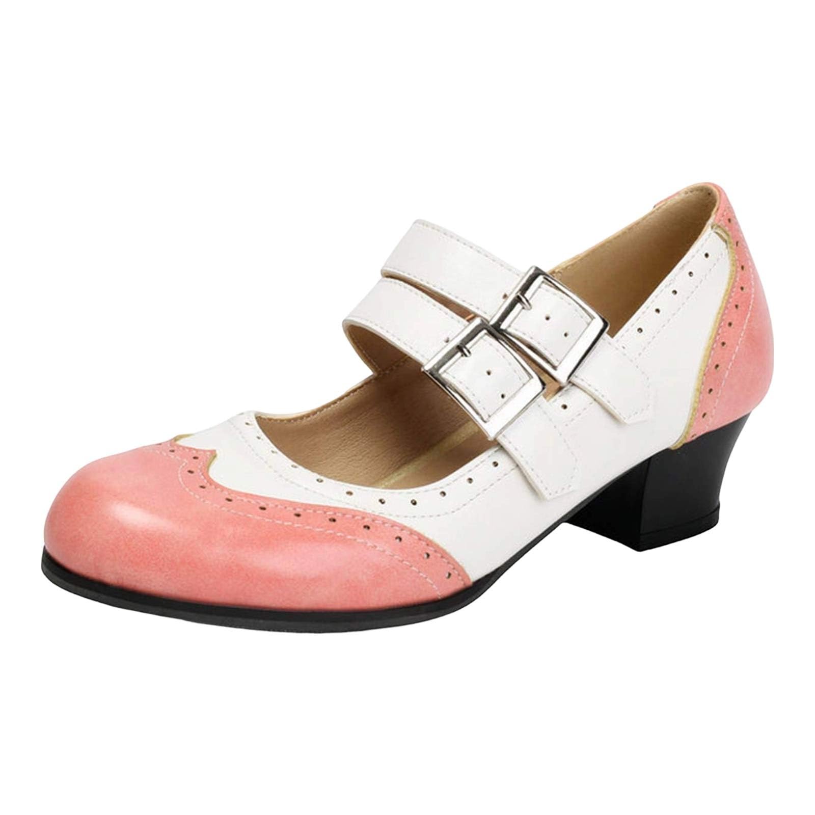 Damen Mary Jane Breite Füße Dirndl Schuhe Oktoberfest Schuhe mit Riemchen Damenschuhe Oktoberfest Spangenpumps Klassisch Sandaletten Weite H Keilpumps