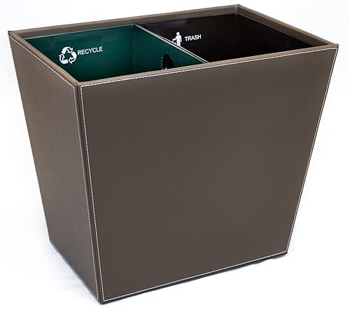 Vista 7 de Papelera de reciclaje, cuero sintético con revestimientos clasificados de fuego codificados de doble color. 14.25 "x 9.5" x 12