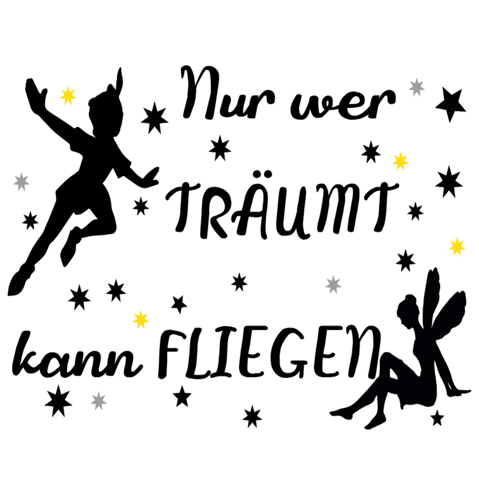 Vinilo de pared decorativo en Alemán. Wandtattoo Spruch "NUR WER TRÄUMT.." Pegatinas de pared de frases celebres.wandtattoo deutsch Docliick DC-047-AL
