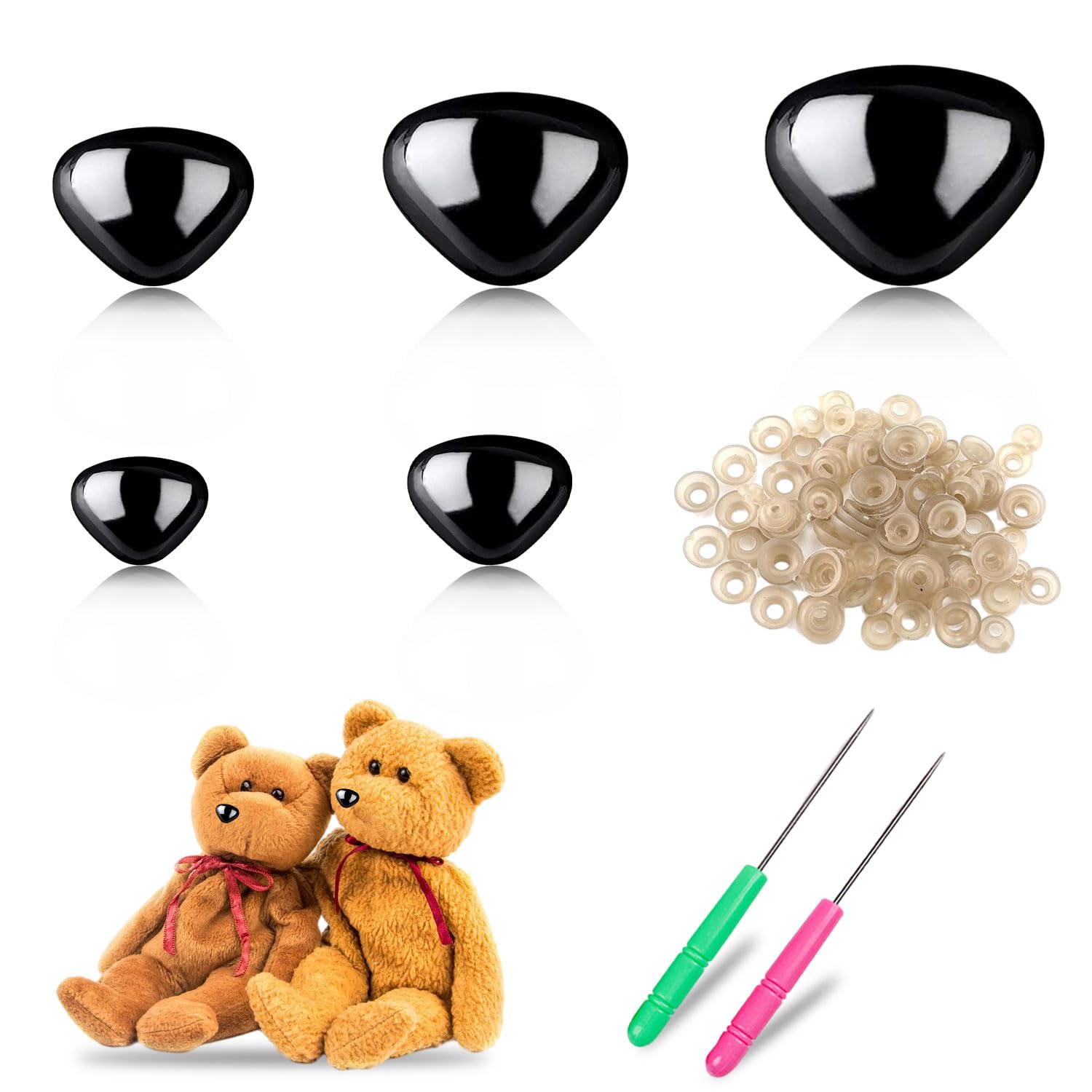 YOSADIER 30-teiliges Set Sicherheitsnasen Für Stofftiere - 8 Größen Mit Unterlegscheiben