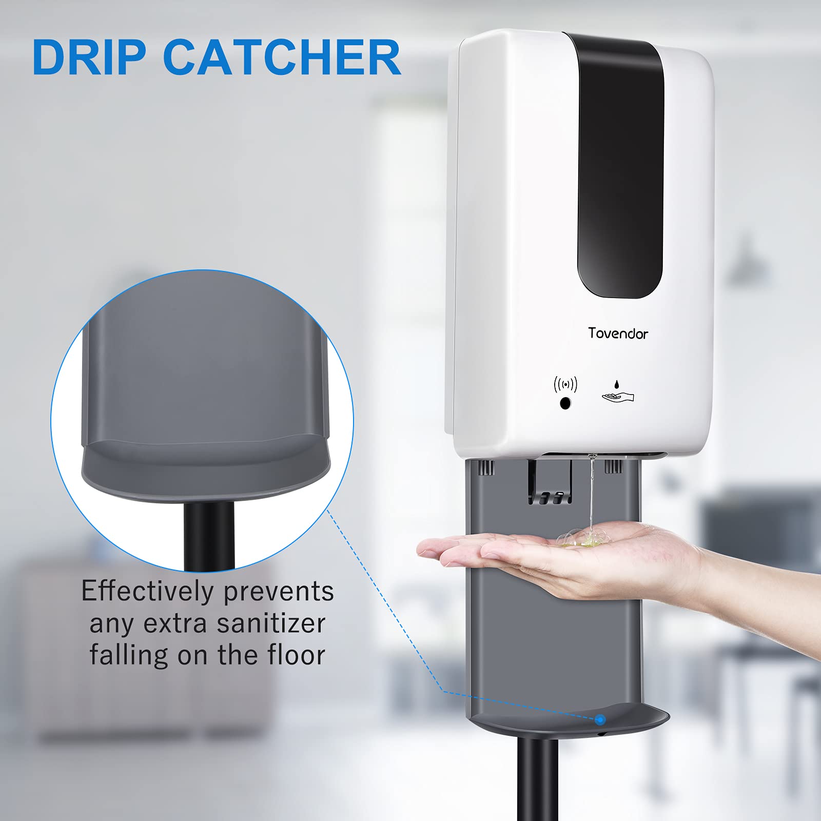 Tovendor Automatic Hand Sanitizer Dispenser with Stand and Drip Catcher