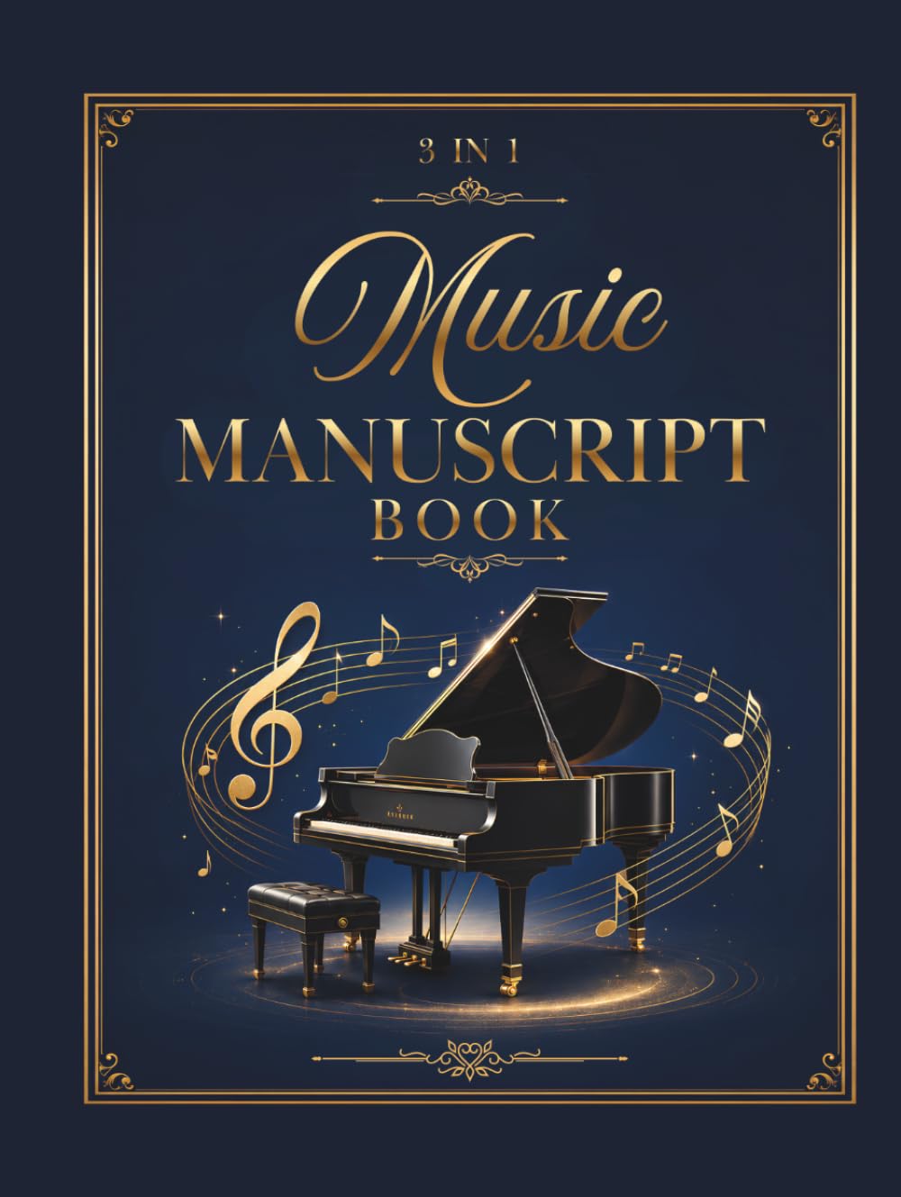 Music Manuscript Book Hardcover: 127 page Music Composition Hardcover Notebook 8.5x11 inches with 12 Staves sheets | Grand Staff sheets | College Ruled sheets | Basic music reference guide page