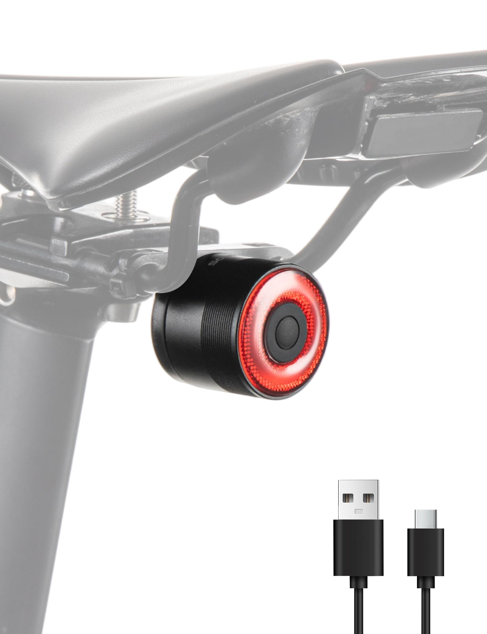 ROCKBROS Luce Posteriore per Bici, Fanale Posteriore Fanalino con Freno Intelligente, LED COB a 4 modalità Illuminazione, Impermeabile IPX6, USB Ricaricabile, 2 Modi Installazione Facile