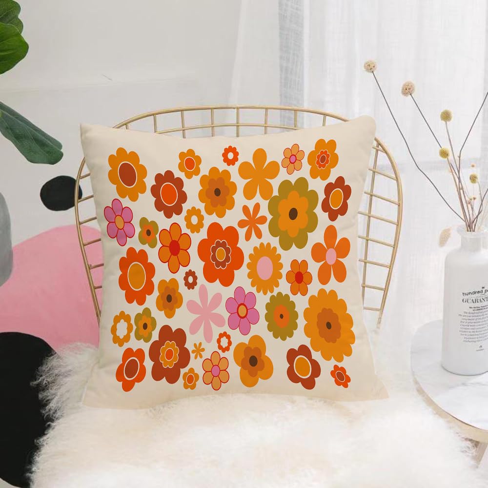 HYOSXW Cushion Cover,Throw Pillow Case Home Decorative for Living Room Bedroom Sofa Chair 16X16 Inch,Natural petals, romantic, buds, retro flowers, chrysanthemums, daisies,Pillowcase 40X40cm