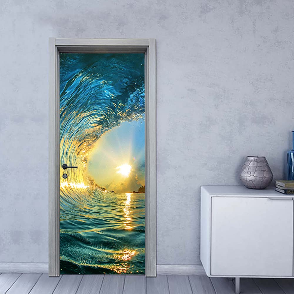 Autocollants de porte 3D imperméables en PVC pour rénover une porte abîmée 77x200cm