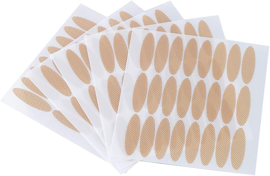 240 Pairs Wide Nature Skin Color Lace Mesh Waterproof Sweatproof Makeup Eyelid Stickers Invisible Self-adhesive Non-trace Eyelid Tape Big Eye Decoration Non Reflective Eyelid Sticker
