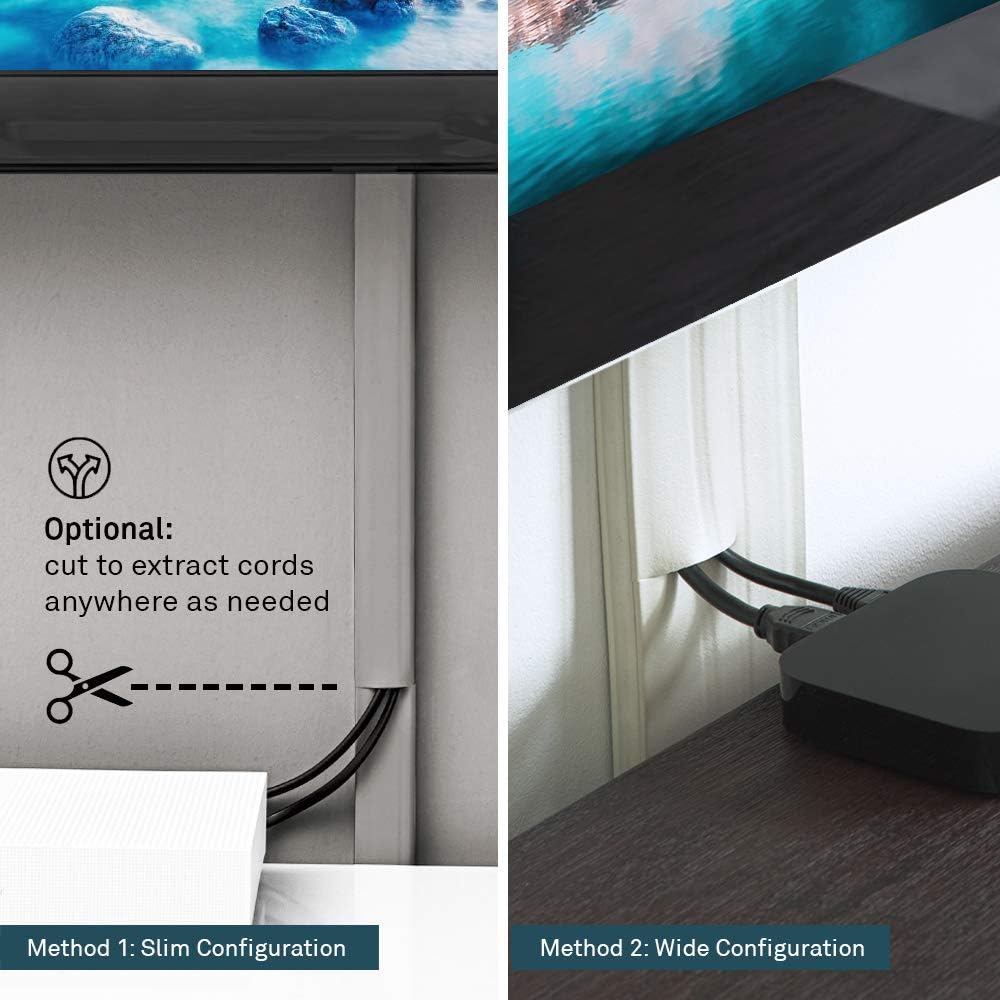 UT Wire Cordline 2-Way Cord Channel in Paintable White, 16-ft Continuous Roll