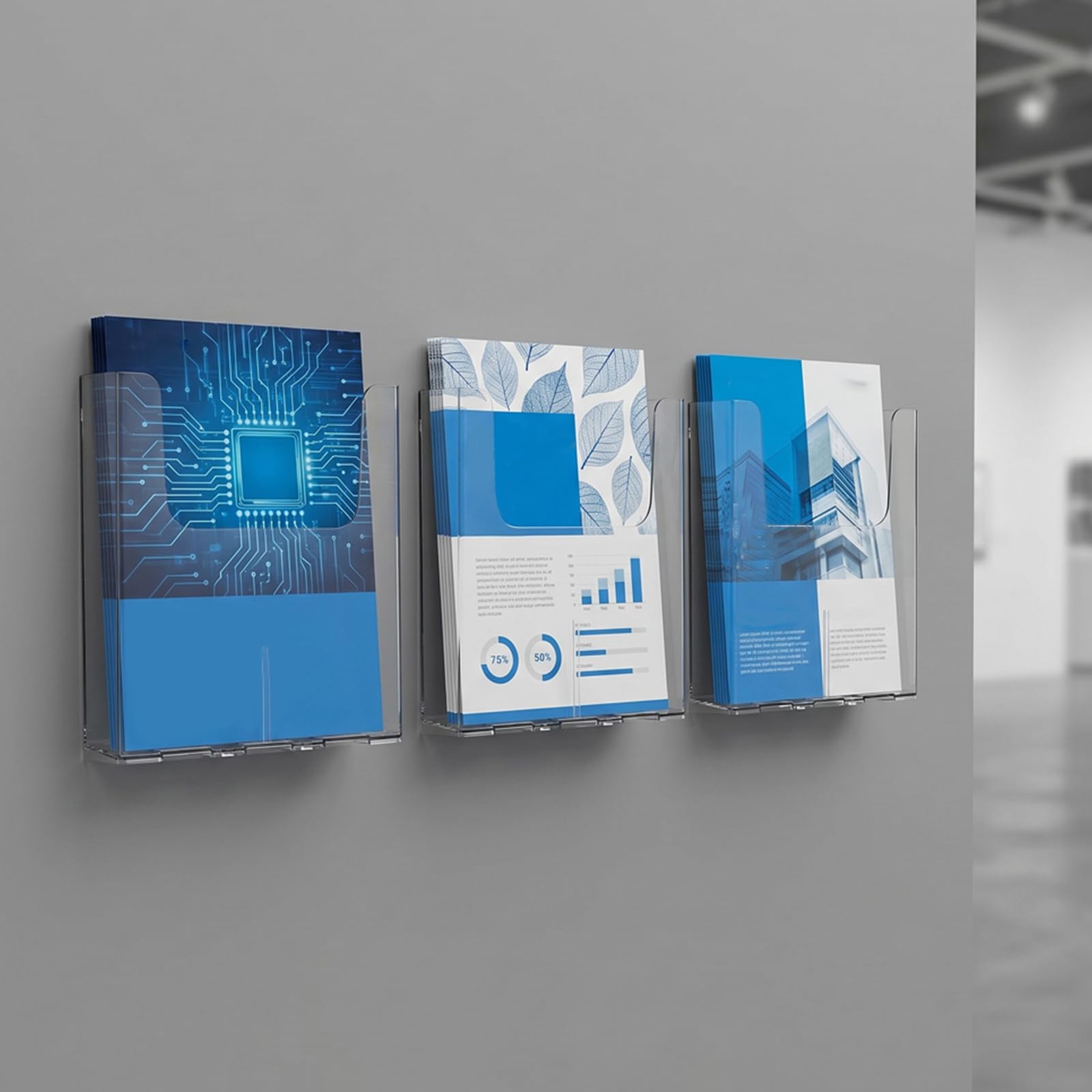 3er-Set Acryl-Prospekthalter – Prospektständer – A4-Zeitschriftenständer – Kunststoff-Ordner für Akten, Post und Dokumente