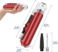 Vista 3 de Bomba de bola, bomba de aire inflable de doble acción con 3 agujas y 2 boquillas para pelota de fútbol, baloncesto, voleibol, globos, bicicletas