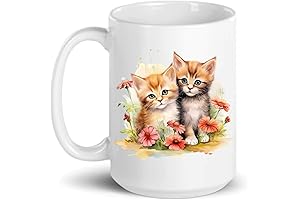 The Purrfect Morning Companion: Cute Kittens and Flowers Ceramic Coffee Mug