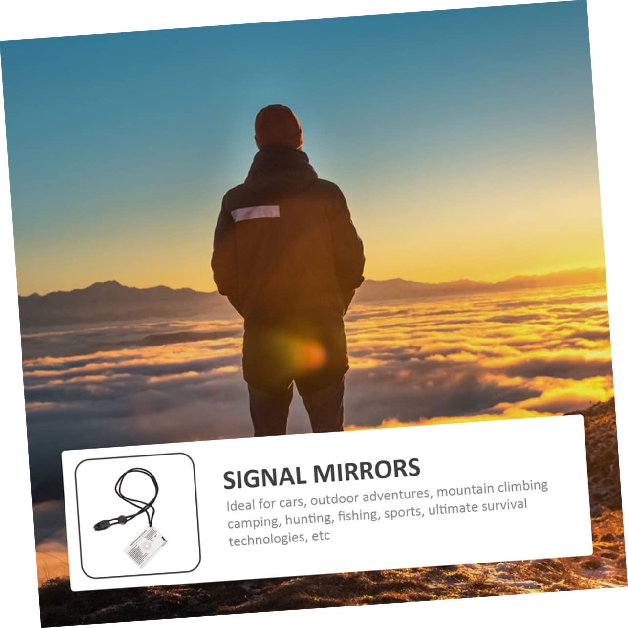 Yardwe Miroir De Signalisation Matériel De Survie Equipement Survie Chasse Miroir d'urgence De Camping Sifflet Boussole Miroir Miroir Réflecteur