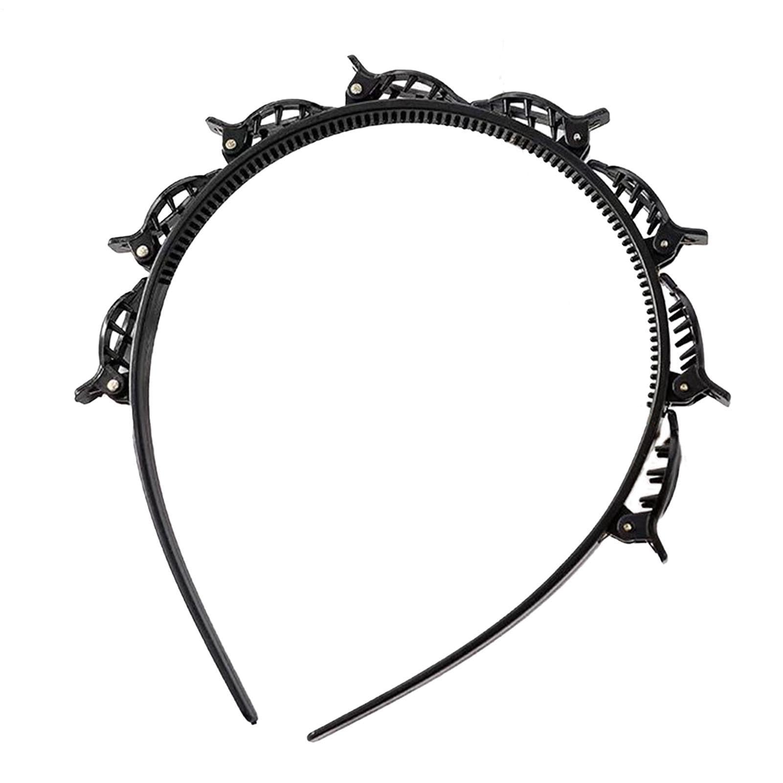 Fascia Per Capelli Con Clip - Forcina Per Capelli Con Doppia Frangia Professionale Per Treccia Dentata, Accessorio Per Acconciatura Da Donna Supporto Per Torsioni A Strati Per Styling A Tessuto Per Ca