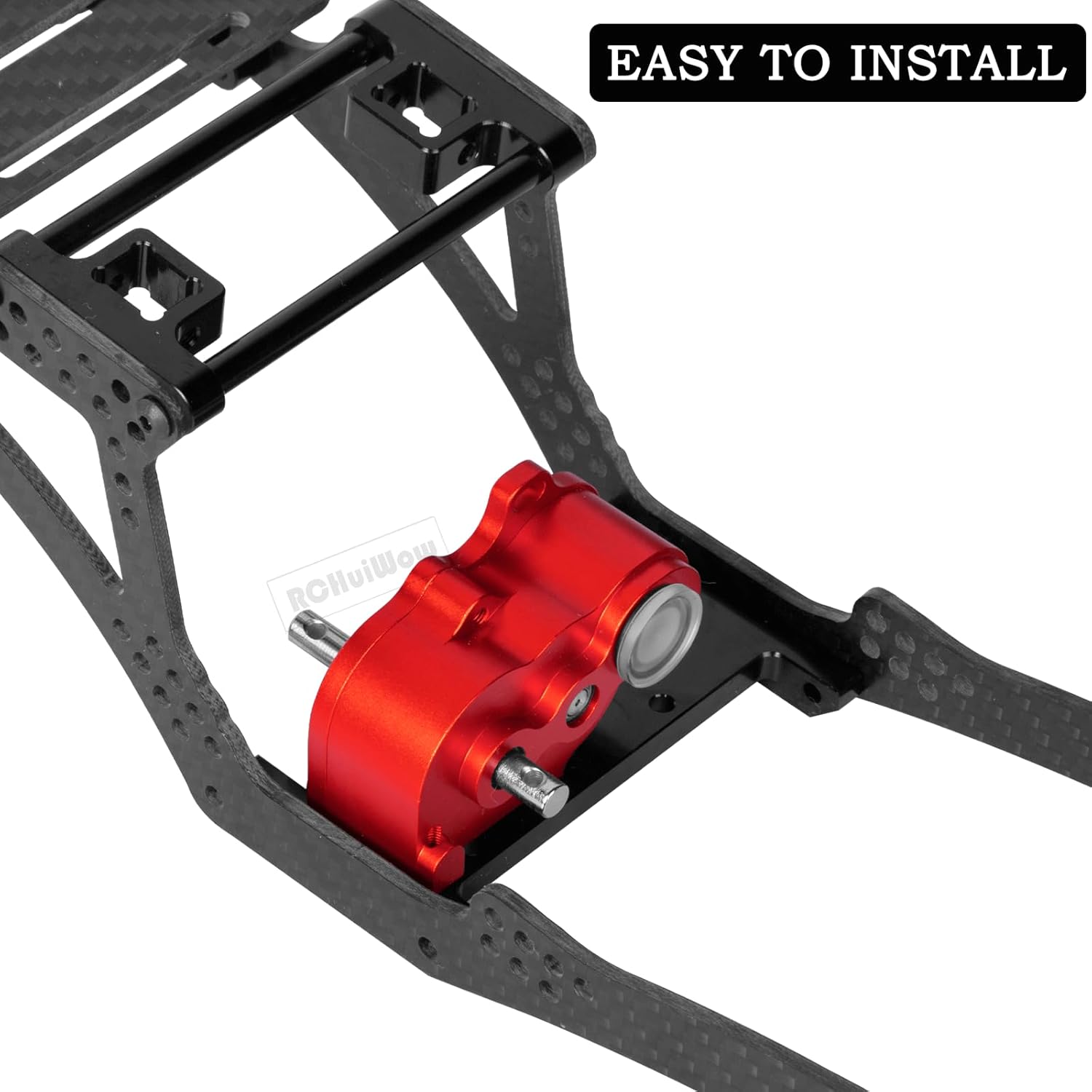 RC LCG Center Transmission Gearbox Upgrades Part for 1/10 SCX10 SCX10 II 90046 90047 RC Crawler Car,Aluminum LCG Middle Gearbox Transmission Box Upgrades,Red