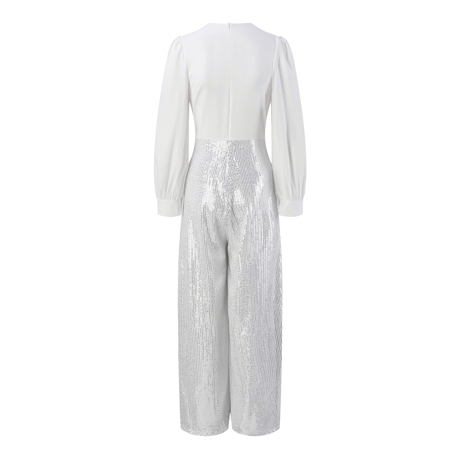 Tute Estive Donna -Tuta Completa Elegante Camicie eleganti e pantaloni a gamba larga Sexy scollo a V profondo Camicetta a maniche lunghe Paillettes alla moPantaloni lunghi Pagliaccetti