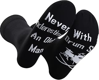 Drummer Socks Drum Socks Funny Mens Drummer Gifts Never Underestimate An Old Man With A Drum Set Socks Musician Gifts